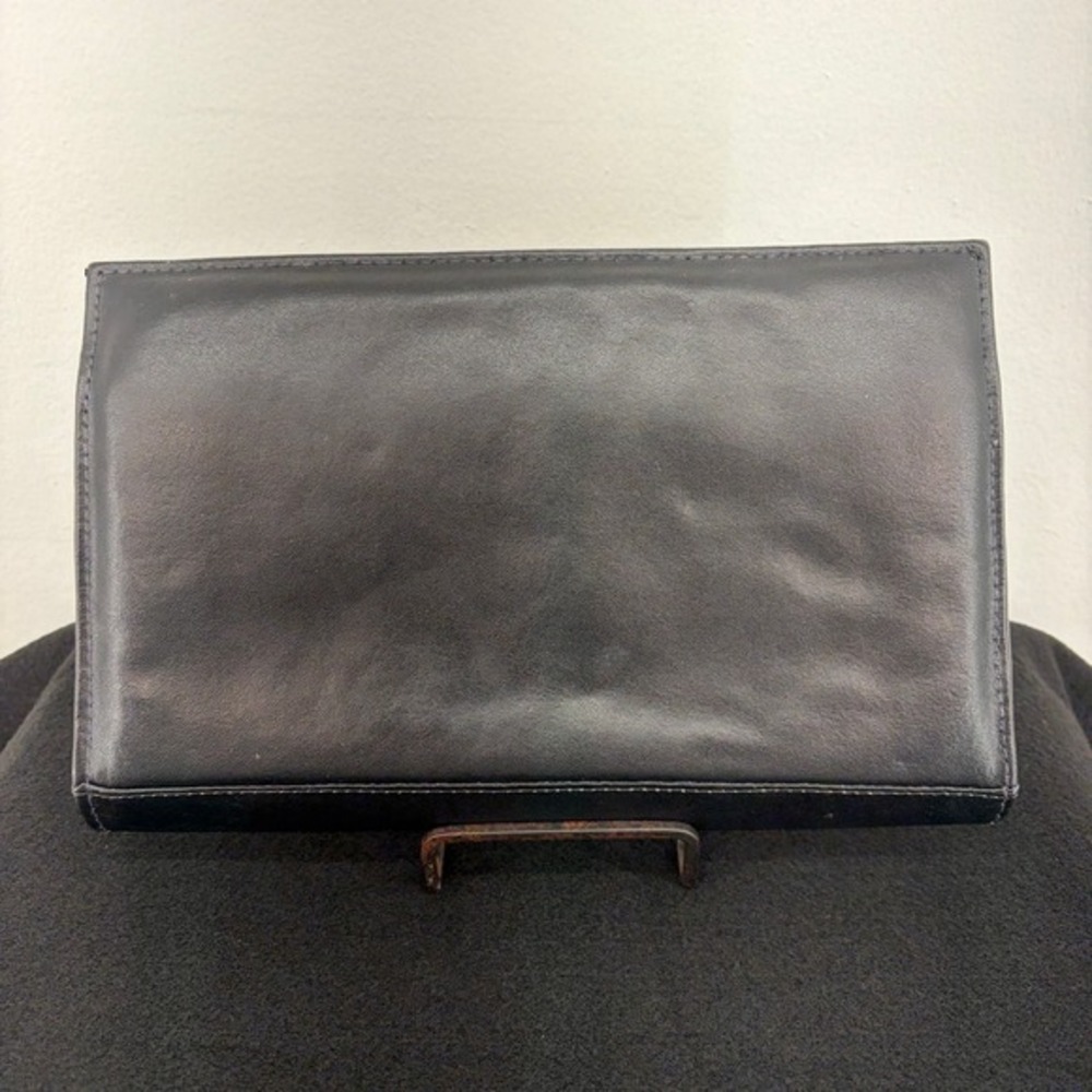 Black Leather Clutch Vintage Cuero Vaca Chain Purse Gold Logo Handbag Argentina - Picture 2 of 15